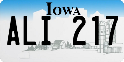 IA license plate ALI217