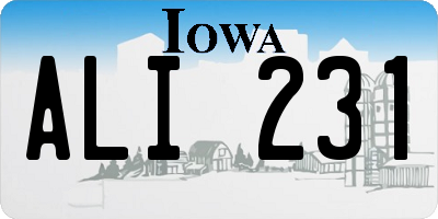 IA license plate ALI231
