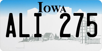 IA license plate ALI275