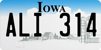 IA license plate ALI314