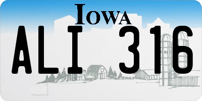 IA license plate ALI316