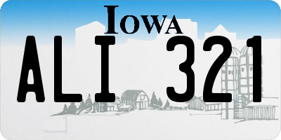 IA license plate ALI321