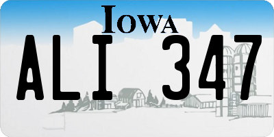 IA license plate ALI347