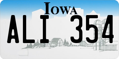 IA license plate ALI354