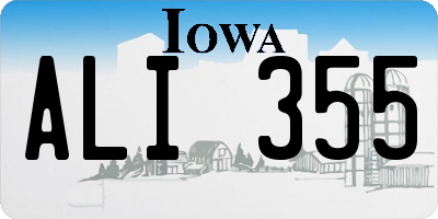 IA license plate ALI355