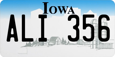 IA license plate ALI356