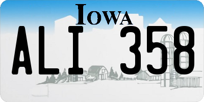 IA license plate ALI358