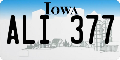 IA license plate ALI377
