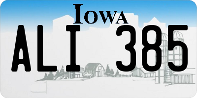 IA license plate ALI385
