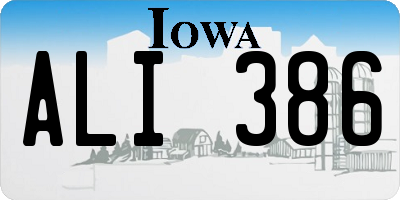 IA license plate ALI386