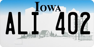IA license plate ALI402