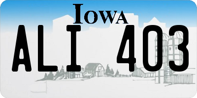 IA license plate ALI403