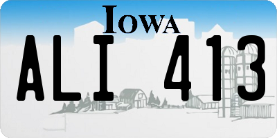 IA license plate ALI413