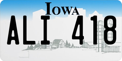 IA license plate ALI418