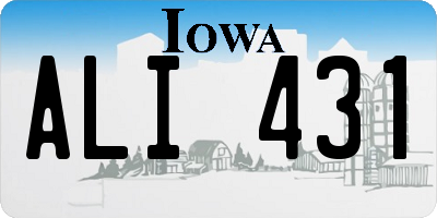 IA license plate ALI431