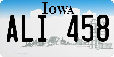 IA license plate ALI458