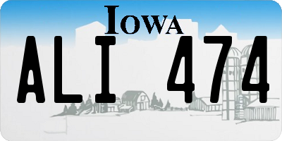 IA license plate ALI474