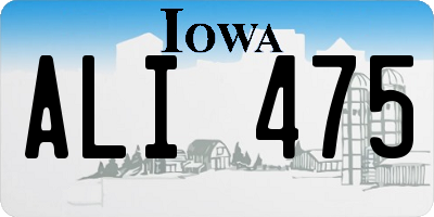 IA license plate ALI475