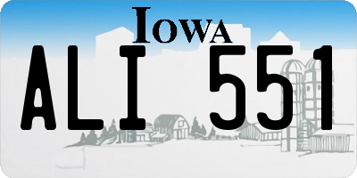 IA license plate ALI551
