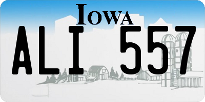 IA license plate ALI557