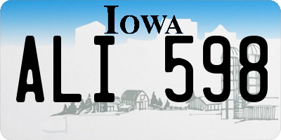IA license plate ALI598
