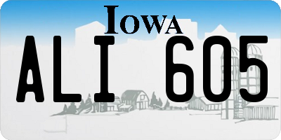 IA license plate ALI605