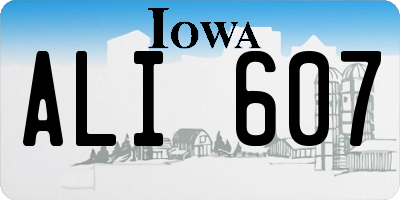 IA license plate ALI607