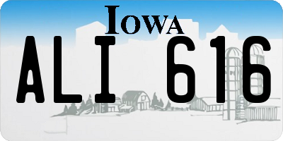 IA license plate ALI616