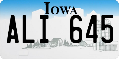IA license plate ALI645