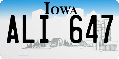 IA license plate ALI647