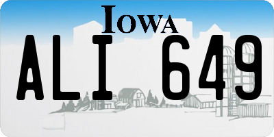 IA license plate ALI649
