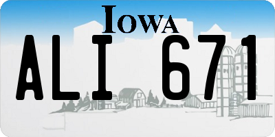 IA license plate ALI671