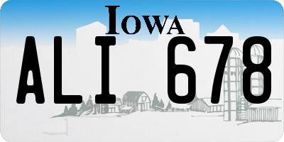 IA license plate ALI678