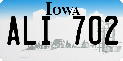 IA license plate ALI702