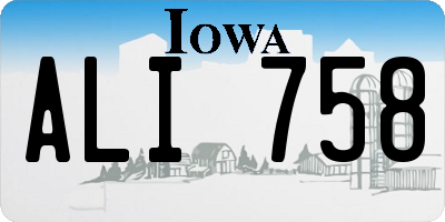 IA license plate ALI758