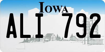 IA license plate ALI792