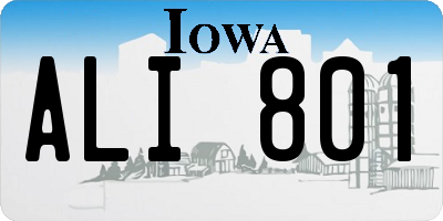IA license plate ALI801