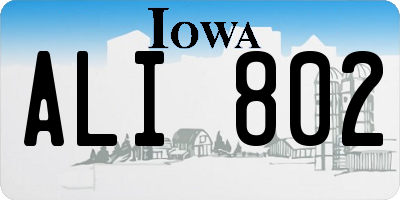 IA license plate ALI802