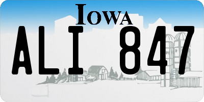 IA license plate ALI847
