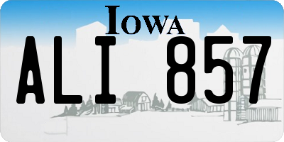 IA license plate ALI857