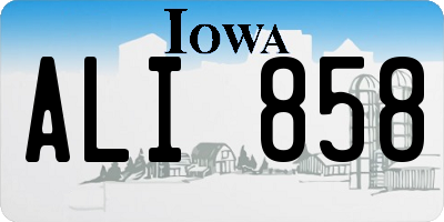 IA license plate ALI858