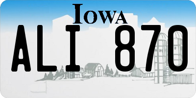 IA license plate ALI870