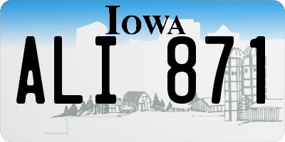 IA license plate ALI871