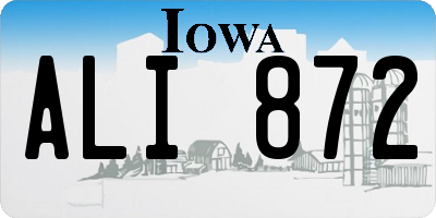 IA license plate ALI872