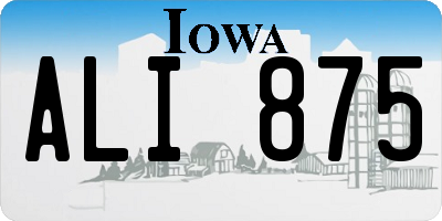 IA license plate ALI875