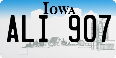 IA license plate ALI907