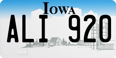 IA license plate ALI920