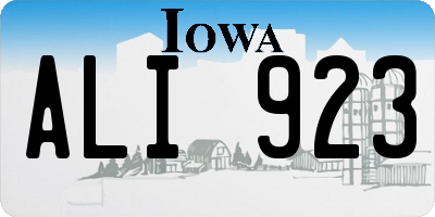 IA license plate ALI923