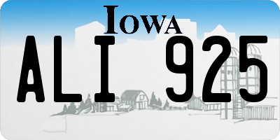 IA license plate ALI925