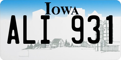 IA license plate ALI931
